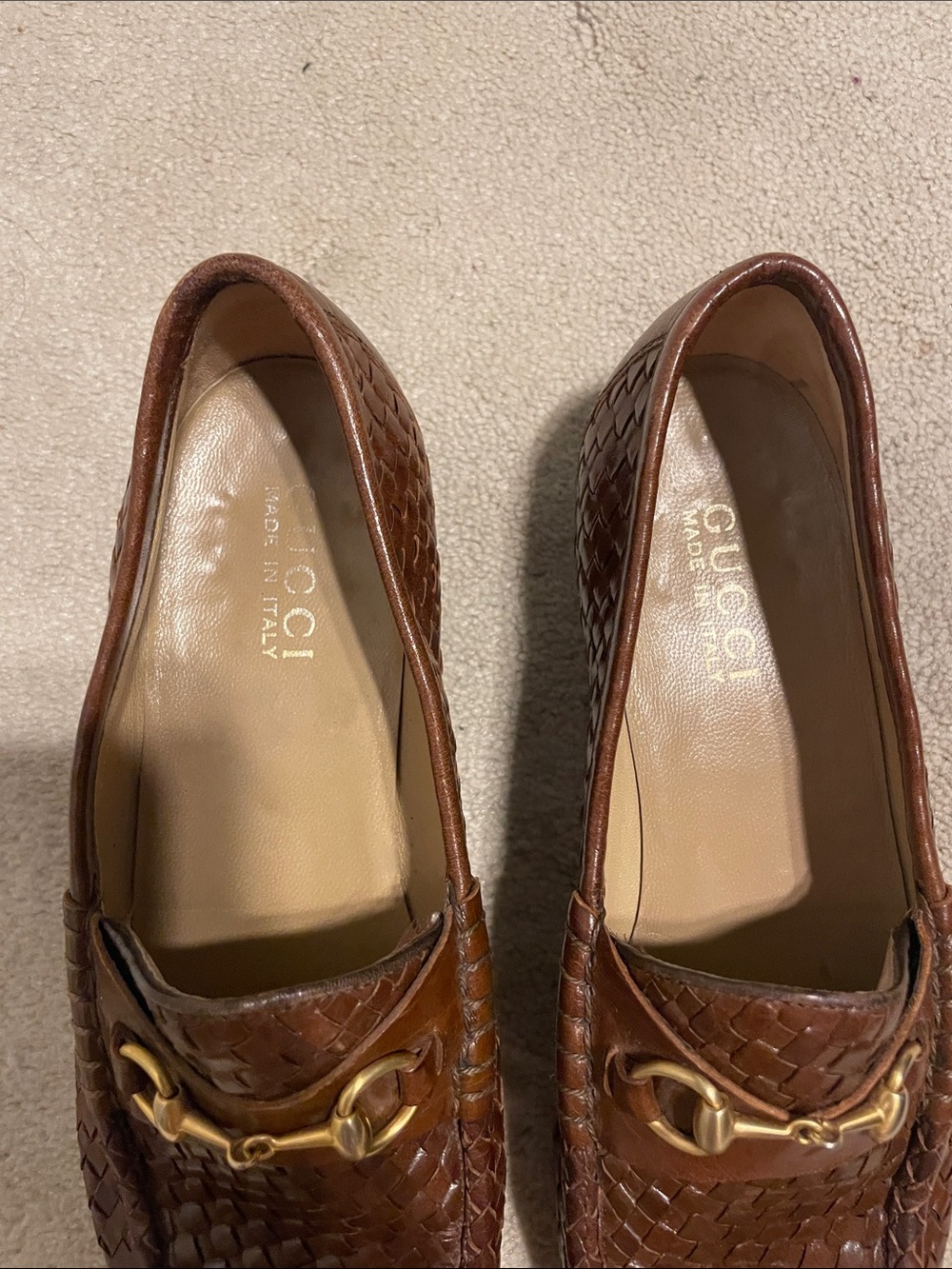 EUC Vintage Gucci brown woven leather loafers - Picture 2 of 10